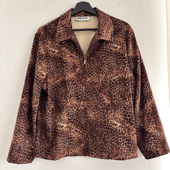 Briggs Petite Leopard Print Zip Up Jacket - Picture 1 of 5